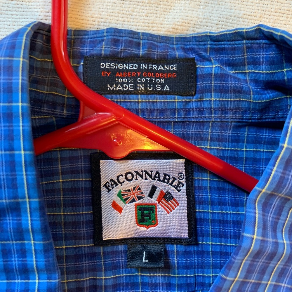 Faconnable Blue Checkered Button Down - image 2